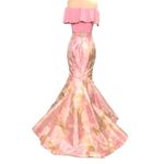 Jovani  Mermaid Off the Shoulder Two Piece Pink and Gold Gown 00 NWT Photo 3