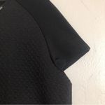 Rafaella Black Quilted Silver Metal Accent Short Sleeve Round Neck Blouse Top Photo 2