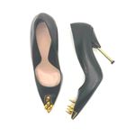 Alexander McQueen Black & Gold Studded Pointed Toe stiletto Pumps IT 39 Photo 14