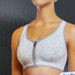 Avia  Gray & White Front Zip Sport Athletic Medium Support Bra S NEW Photo 3