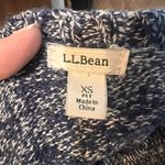 LL Bean Crewneck Knit Sweater Cotton Navy Blue White Marled Size XS Petite Black Photo 10