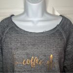 Zobha Heartbeat Metallic Coffee Graphic Gray Women's Sweatshirt Pouch Pocket L Photo 3