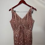 Nightway  Women prom Pink Sequin Evening Dress Low Cut Sleeveless V Neck Full 6P Photo 9