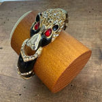 Anne Klein Vintage 90s Enamel Rhinestone Panther Bracelet Hinged Photo 0