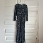 Mac Duggal  | 5124 Beaded‎ Long Sleeve  Evening Gown Charcoal Sequin Size 4 NWT Photo 7