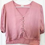 Aritzia Top Womens Sz XSmall Coquette Silk Cupro Button Up Lace Trim Puff Sleeve Photo 1