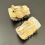 Givenchy Vintage  Silver & Gold-tone Ribbed Radiator Half Hoop Clip-On Earrings Photo 7