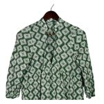 ZARA Oversized Cadie Geometric Print Tiered Pleated Mini Dress Tie XS Green Photo 2