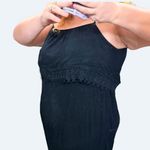 Kori America Black Boho Maxi Dress Crochet Trim Spaghetti Strap Festival Large Photo 1