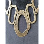 Women's Antique Gold Hammered Metal Statement Necklace With Lobster Clasp Lock Photo 2