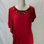 Charming Charlie NWT Red Sequin Collared Dress Shirt Size Large Photo 0