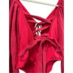 Free People NEW Bali Jolene Open Tie Back Balloon Sleeve Red Bodysuit XS $128 Photo 6