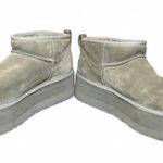 UGG  Classic Ultra Mini Platform Booties Women’s 11 Gray Suede Sheepskin 1135092 Photo 4