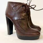 ZARA  Collection Special Edition Brown Leather Lace-Up Ankle Boots Size EU 40 Photo 2