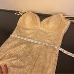 Teri Jon by Rickie Freeman heavily sequinned mermaid style gown, honey beige, 6 Tan Photo 5