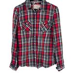 Aeropostale  Royal Stewart Plaid Long Sleeve Collared Button Up 100% Cotton Top S Photo 0