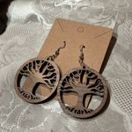 Handmade NWT Wooden Tree of Life Engraved Dangle Earrings Photo 1
