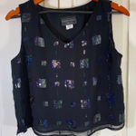 Carol Anderson Collection Sequin Tank Top Small Black USA Party Retro Y2K Party Photo 0