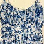 Abercrombie & Fitch Ruched Chiffon Blue Floral Midi Dress size L Photo 1