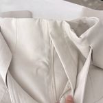 ZARA High Rise Ecru Cream Straight Leg Trousers with Waist Tie Size Small Photo 5