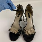 Vintage Fioni Black and Cream Floral Heels Size 8 Photo 7