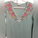 Spartina 449 Cotton Seafoam Green Embroidered Midi Dress Floral Cottage Sz S Photo 7