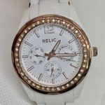 Relic  women white rose gold tone wrist watch 37mm case day date hours running Photo 1