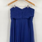 J.Crew Arabelle Silk Chiffon Gown Strapless Pleated Sweetheart Neck Dark Blue 14 Photo 4
