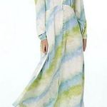 Laurie Felt Long Sleeve Button Front Maxi Dress Aqua Green Tie Dye Plus Size 26W Photo 0