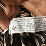 ZARA Long Sleeve Professional Stripe Mock Tie Neck Blouse Key Hole Back XS Black Photo 7