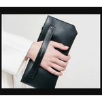 Senreve GRAY Embossed Leather Bracelet Pouch Clutch Grey Womens Size OS Photo 2