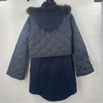 Joie  Coat Small Hetal Coat Winter Faux Fur Wool Blend Removable Vest Navy NWT Photo 3