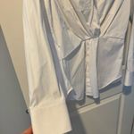 Helmut Lang  Gathered Button-Front Long Sleeve Knot White Shirt | S Photo 4