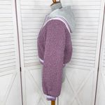 For Love & Lemons For Love & Lemons Cozy Sherpa Cropped Pullover Half Zip Hoodie Purple Small Photo 2