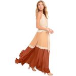 Lulus Lulu’s Totally Tranquil Beige Color-Block Maxi Dress Chiffon Pleated Halter Tie Photo 1