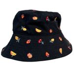Urban Outfitters Fruit Embroidered Black Bucket Hat One Size OS Summer Festival Photo 2
