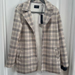 T Tahari Tahari Plaid Faux Suede Blazer NWT size Small Open‎ Front Longline Beige Black Photo 0
