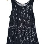 Free People  Women’s M Black White Sweater Knit Peplum Hem Sleeveless Tank Top Photo 2