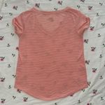 Aerie  Coral Striped V-Neck Shirt Photo 1