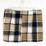 UNBRANDED Brown Plaid Wool Blend Back Zipper Closure Lined Mini Skirt Size XXL Photo 1