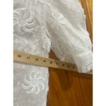 Women’s Gossia White Puff Sleeve Frilly Lace Feminine Jacquard Blouse Size Small Photo 7