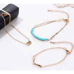Boutique NEW Women's 3 Piece Bracelet‎ Set, Adjustable, Gold & Turquoise, Adjustable Photo 1