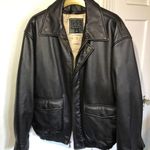 Brown Leather Bomber Jacket Size M Photo 0