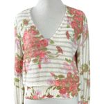 Free People Bed Of Roses Sweater Dainty Cottage Floral V Neck Size Small Photo 7