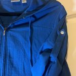 Chico's Chico’s Blue 3/4 Sleeve Full Zip Jacket With Hood Size 1 Medium Photo 5