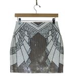 EXPRESS NWT Sequin Mini Skirt Womens XS White Silver Geometric High Rise NYE Photo 2