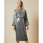 Ted Baker 💕 LONDON💕 Ophilla Long Sleeve Sequin Mini Dress Gunmetal 6 NWT Photo 5