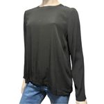 Enza Costa Women’s Size 0 XS Black Pleated Back Pullover Long Sleeve Top Shirt Photo 2