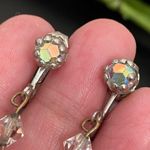 Vintage Unsigned Laguna Faceted AB Crystal Aurora Borealis Drop Earrings 10g White Photo 6