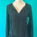 Michael Kors MICHAEL  Black Tie Neck Mettallic Jacquard Mini Dress Size XS Photo 2